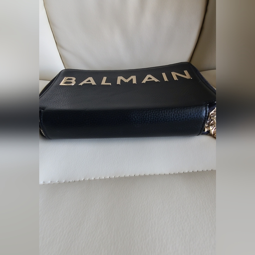 Balmain Black Leather Pouch with Gold Details - Picture 6 of 13